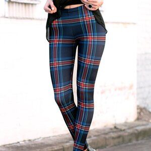 Black Milk Tartan Navy LIMITED Toasties Leggings - Size S